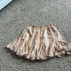 Forever 21 White and Brown Ruffled Tiered Mini Skirt